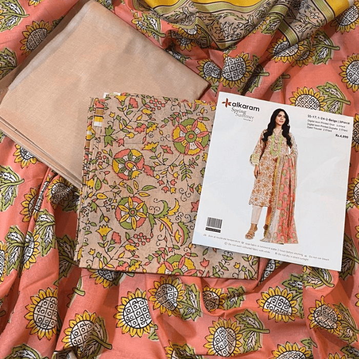 Alkaram Digital Lawn 3-Piece Unstitched — Assorted Designs