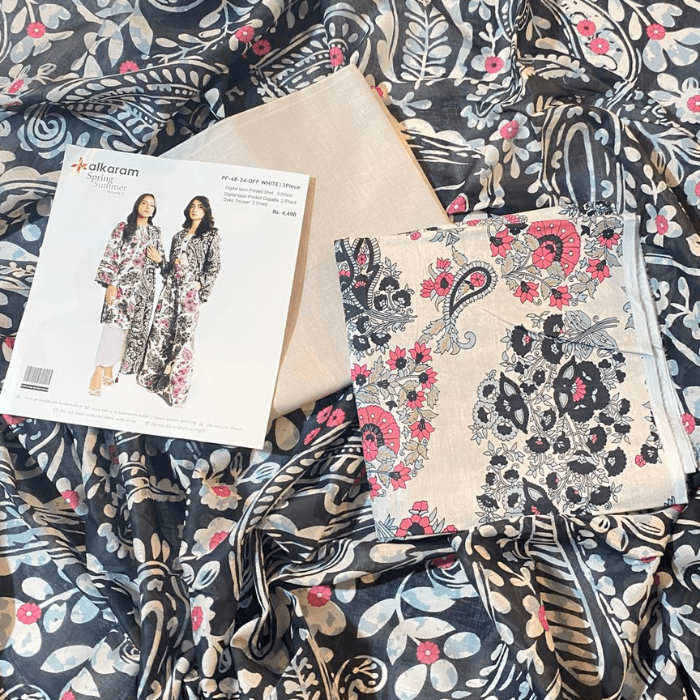 Alkaram Digital Lawn 3-Piece Unstitched — Leopard & Pink Floral