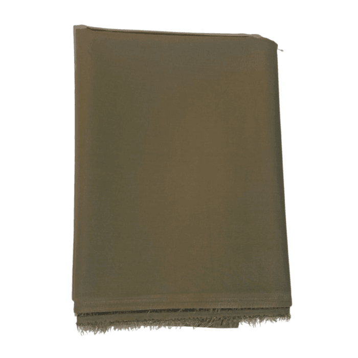 Folded olive drab khaki green men's unstitched wash and wear suiting fabric