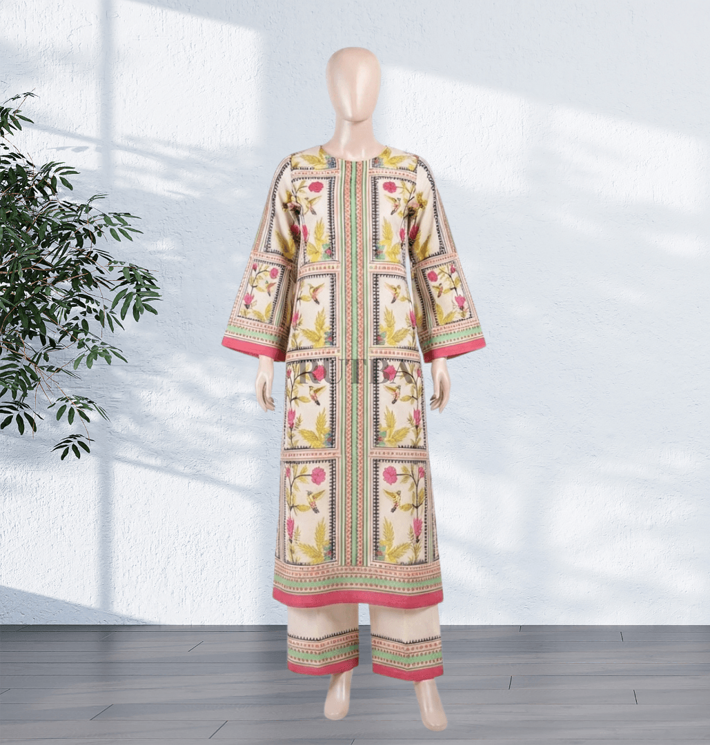 Linen Printed Stitched 2-Piece — Hummingbird Print