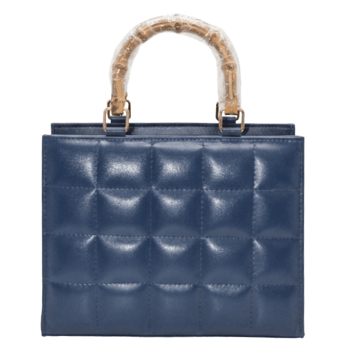 Bamboo-Handle Quilted Handbag