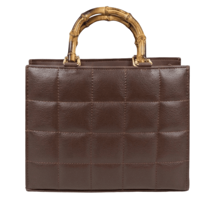 Bamboo-Handle Quilted Handbag