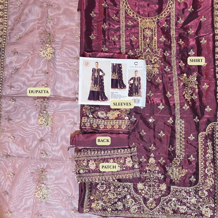 Crimson Hm Silk Fbs Net Dupatta Sl126