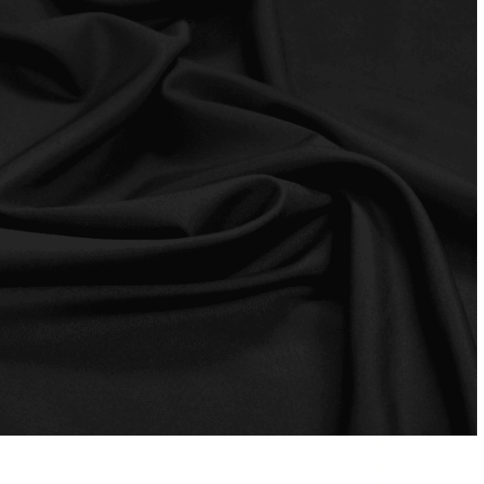 Jet black Dynesty Black Coin men's suiting fabric with soft sheen draped in folds