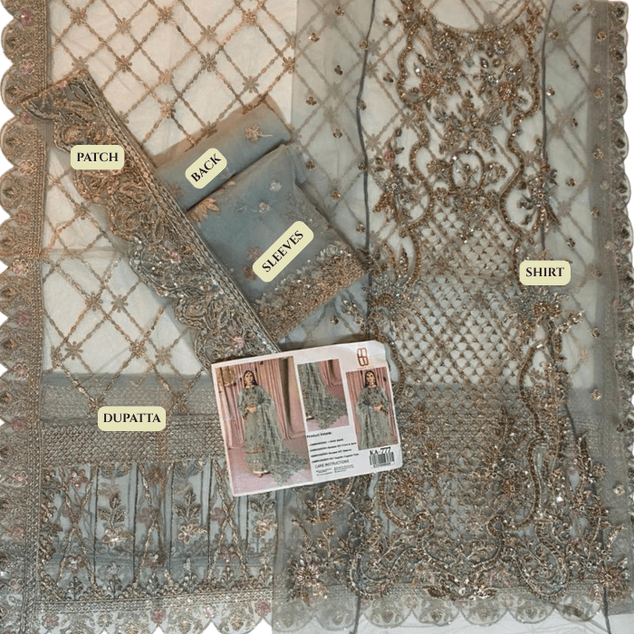 Emaan Adeel Embrioded Hm Breeze Net Fbs Organza Pallu (kal)