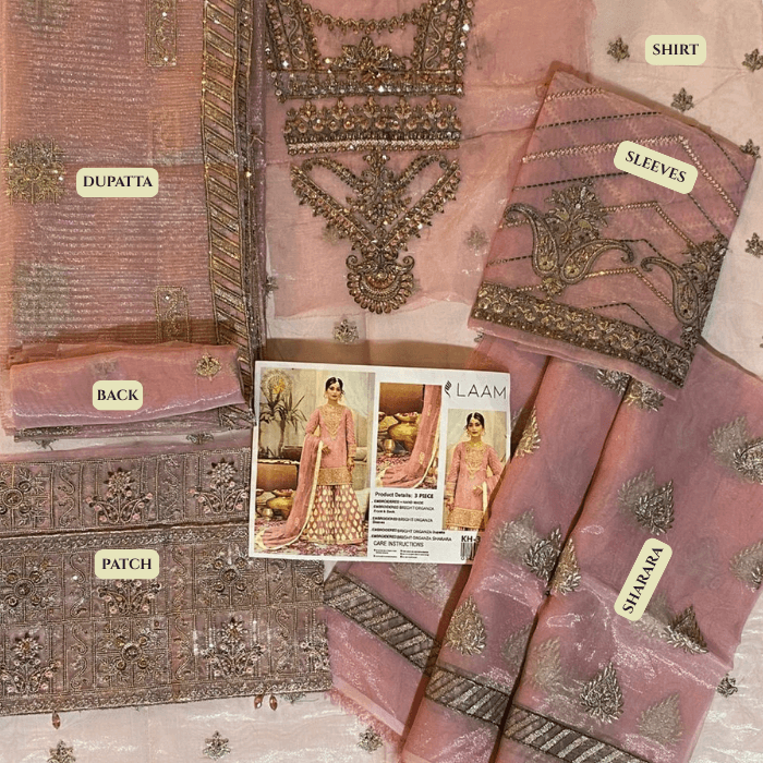 Laam 6 Organza Ehm Fancy Khaddi Dupatta 3-Piece Kh351