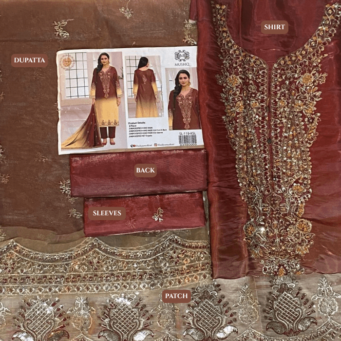 Mushq 2p Hm Silk Fbs Net Dupatta Sl119 (kal)