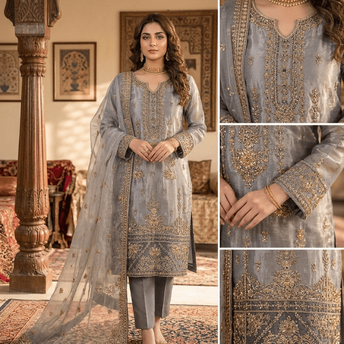 Mushq 2p Hm Silk Fbs Net Dupatta Sl132 (kal)