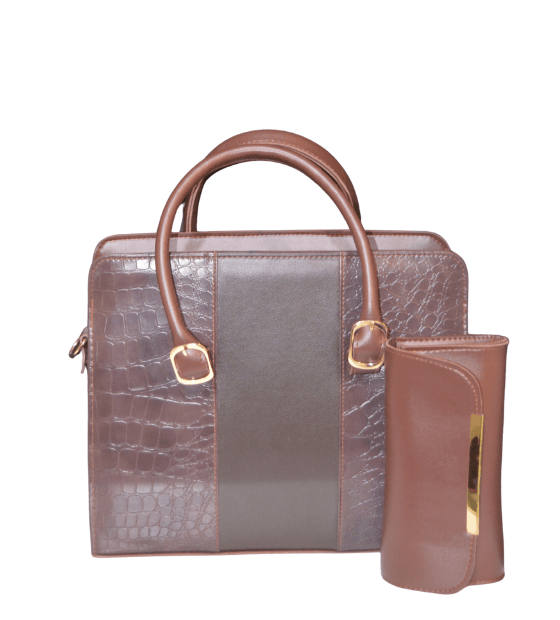 Two-Tone Croc Satchel with Wallet (Assorted Colours)