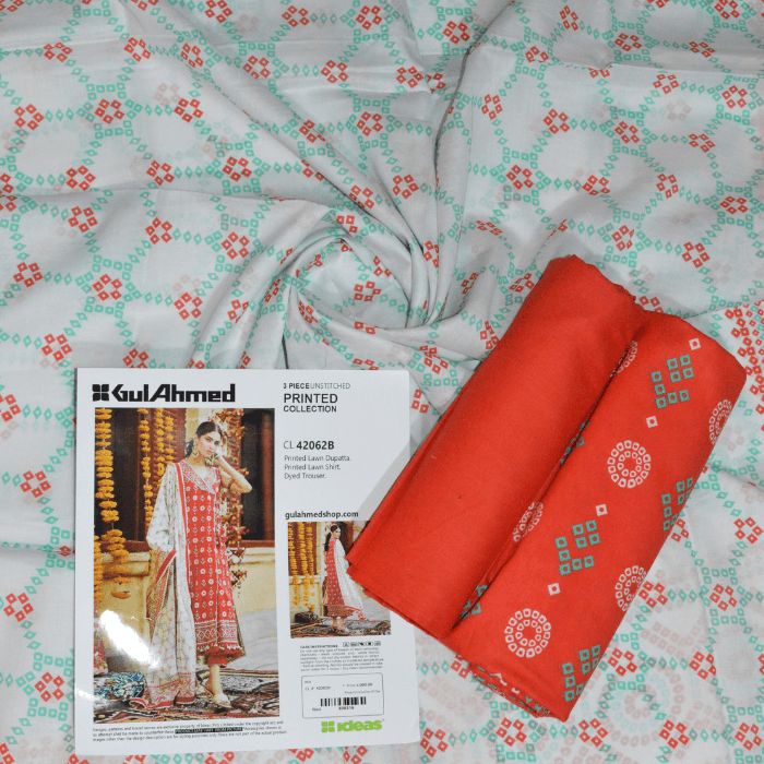 Gulahmed 3-Piece Unstitched Printed Lawn Collection Cl 42098 Printed Lawn Shirt , Dupatta...