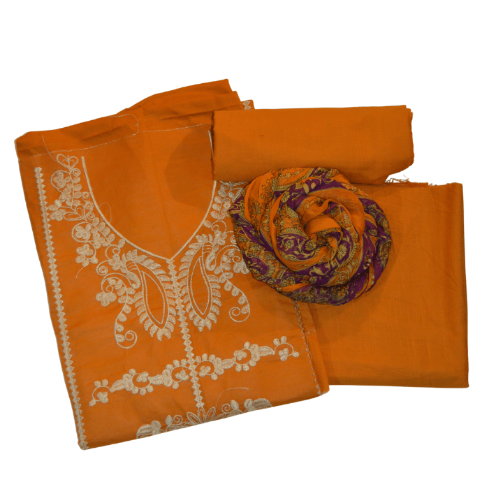 khaddi 3pc with chiffon dupata