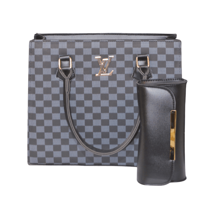 Checkered Two-Piece Tote & Wallet Set (Assorted Colours)